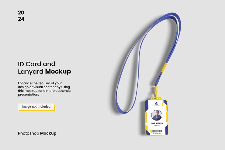 PSD gratuito tarjeta de identificación y mockup de lanyard para mostrar su diseño a los clientes