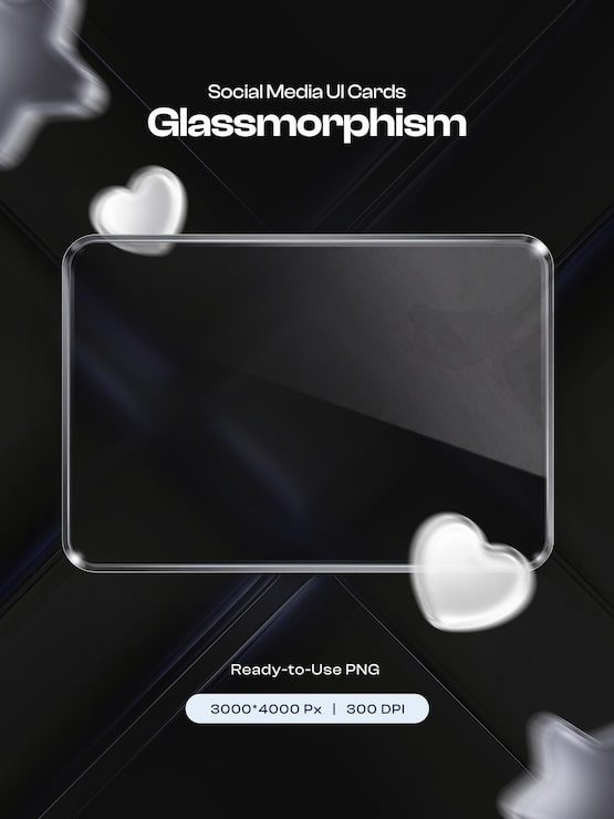 PSD gratuito tarjetas de interfaz de usuario de redes sociales con efecto de cristal líquido esmerilado (glassmorphism)