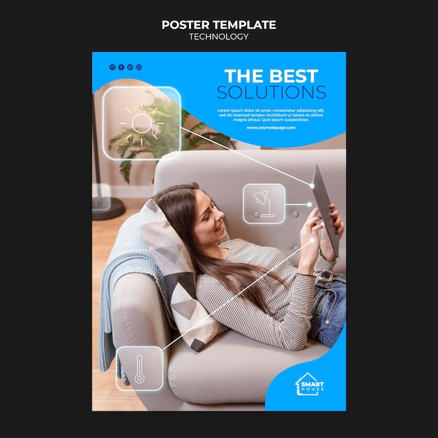 Gratis PSD technologie oplossingen poster sjabloon