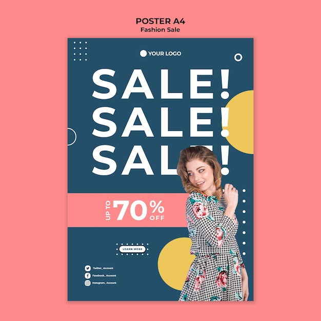 PSD gratuito tema de plantilla de cartel de venta de moda