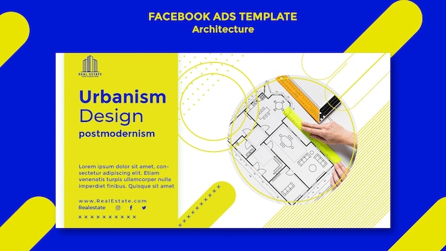 PSD Gratis templat arsitektur desain datar