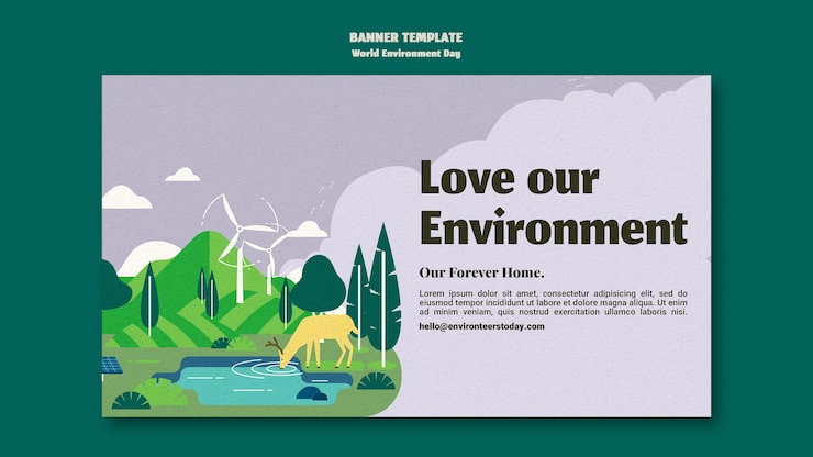 PSD Gratis templat banner horizontal hari lingkungan dunia
