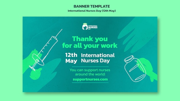 PSD Gratis templat banner horizontal hari perawat internasional