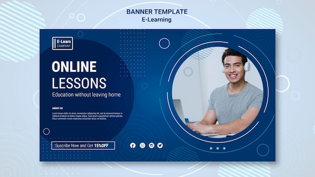 PSD Gratis templat banner konsep e-learning