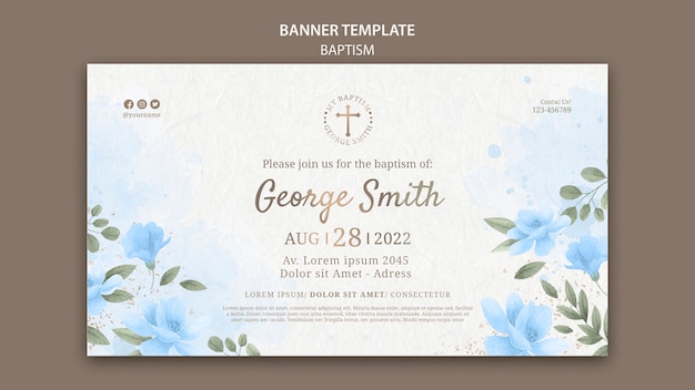 PSD Gratis templat banner perayaan baptis