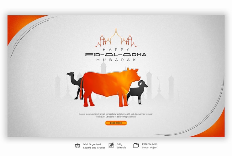 PSD Gratis templat banner web festival islami idul adha mubarak