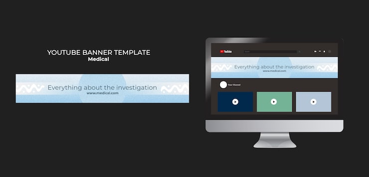 PSD Gratis templat banner youtube perawatan medis gradien