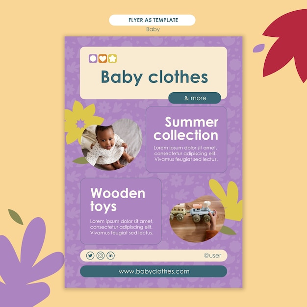 PSD Gratis templat bayi desain datar