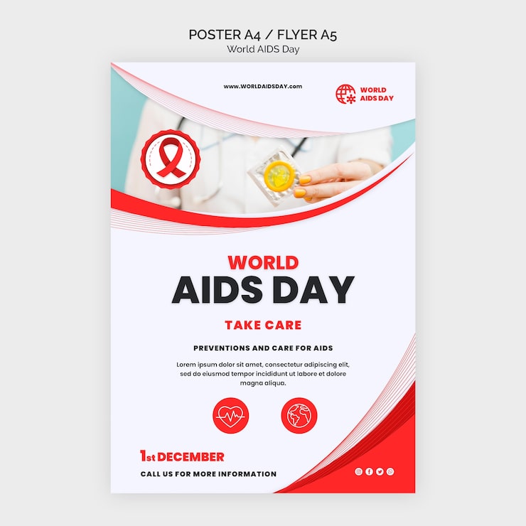 PSD Gratis templat cetak kesadaran hari aids