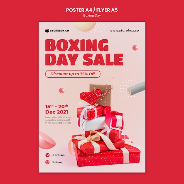 PSD Gratis templat cetak vertikal hari boxing