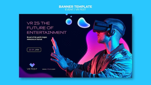 PSD Gratis templat desain banner acara vr