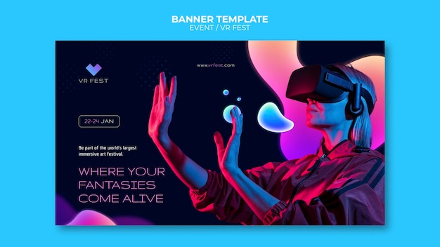 PSD Gratis templat desain banner acara vr