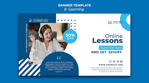 PSD Gratis templat desain banner e-learning