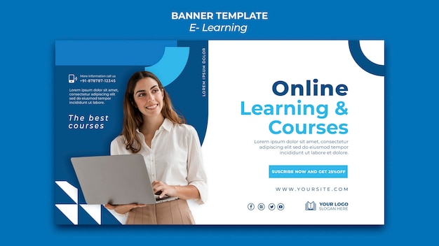 PSD Gratis templat desain banner e-learning