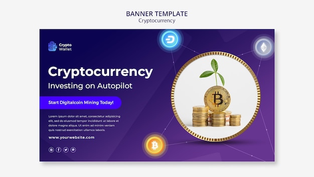 PSD Gratis templat desain banner mata uang kripto