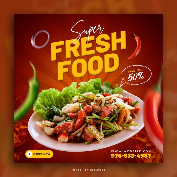 PSD Gratis templat desain posting media sosial menu makanan restoran