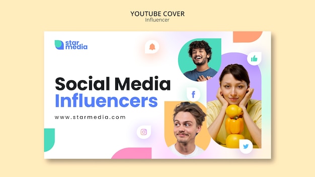 PSD Gratis templat desain thumbnail youtube influencer