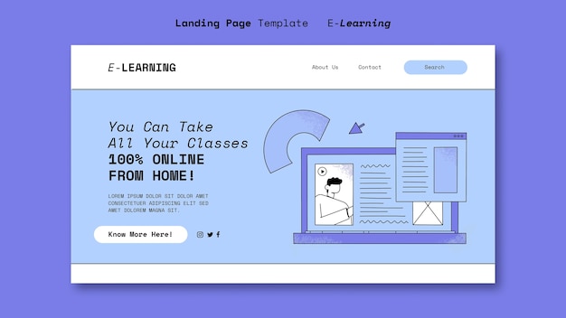 PSD Gratis templat e-learning desain datar