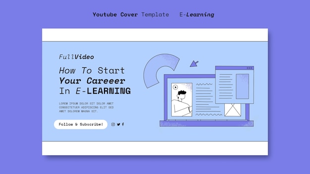PSD Gratis templat e-learning desain datar