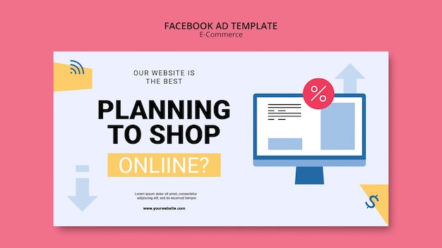 PSD Gratis templat facebook desain datar e-niaga