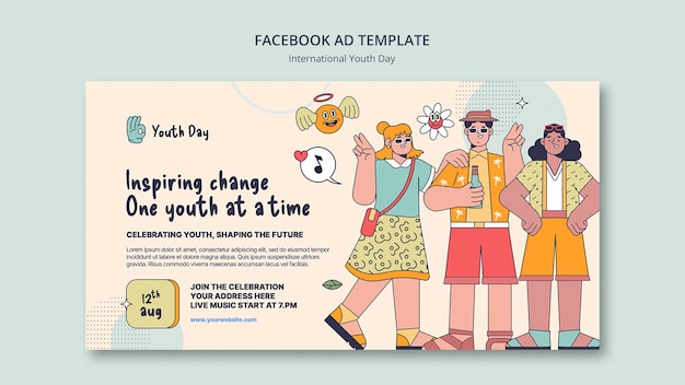 PSD Gratis templat facebook hari pemuda internasional