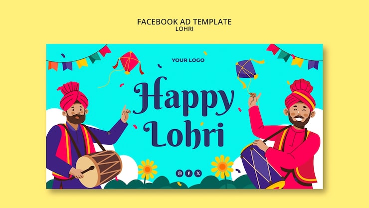 PSD Gratis templat facebook perayaan lohri