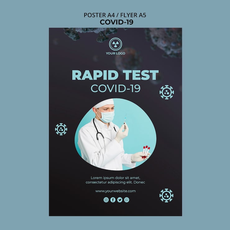 PSD Gratis templat flyer dengan desain covid 19