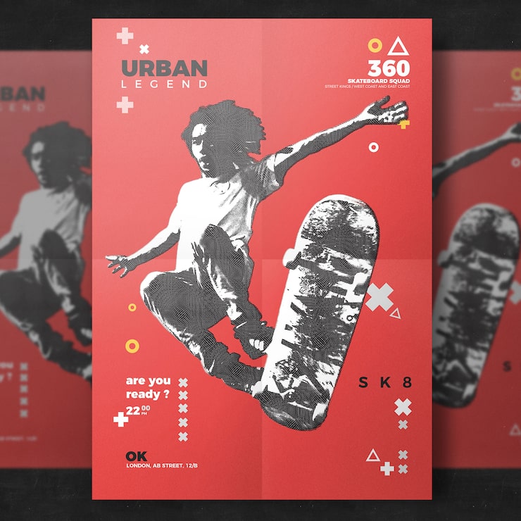 PSD Gratis templat flyer skateboard