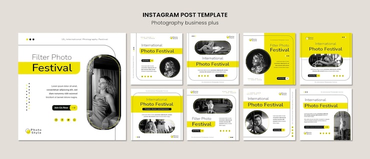 PSD Gratis templat fotografi desain datar
