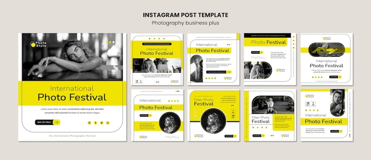 PSD Gratis templat fotografi desain datar