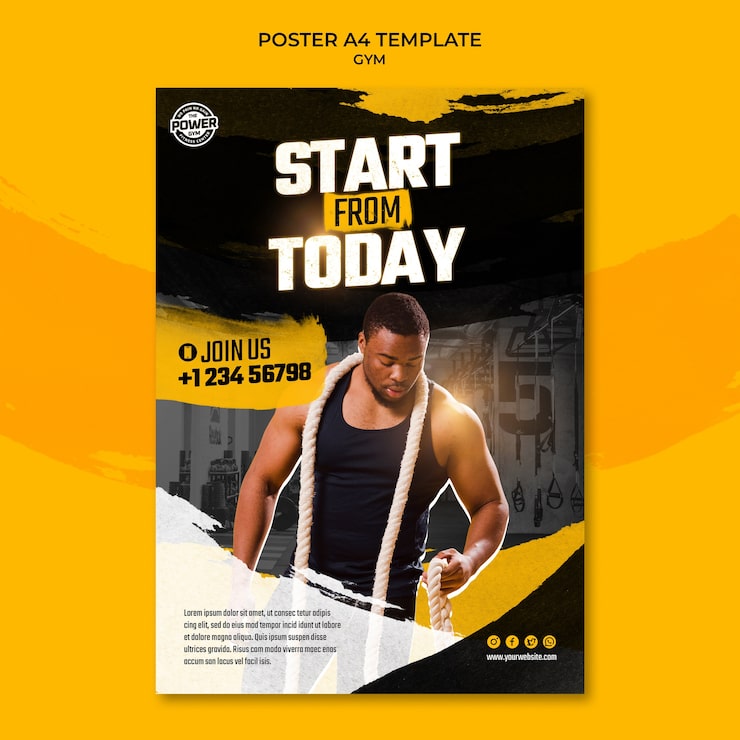 PSD Gratis templat gym dan kebugaran desain datar