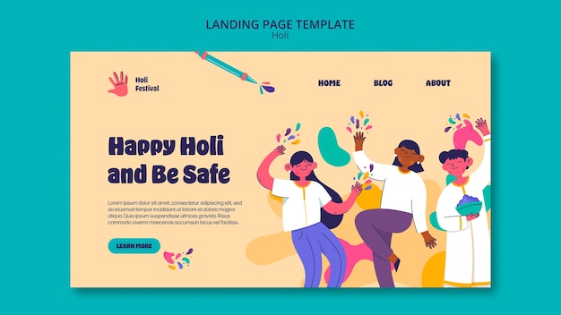 PSD Gratis templat holi desain datar