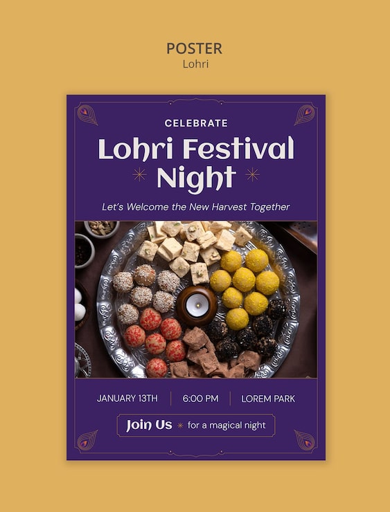 PSD Gratis templat perayaan festival lohri