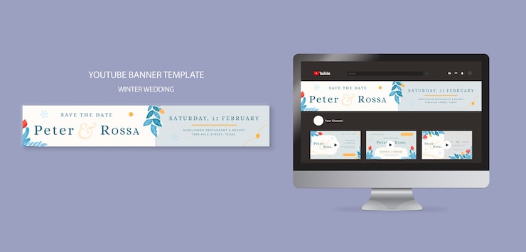 PSD Gratis templat pernikahan desain datar