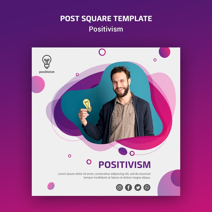 PSD Gratis templat persegi konsep positivisme