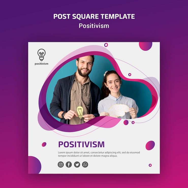 PSD Gratis templat persegi konsep positivisme