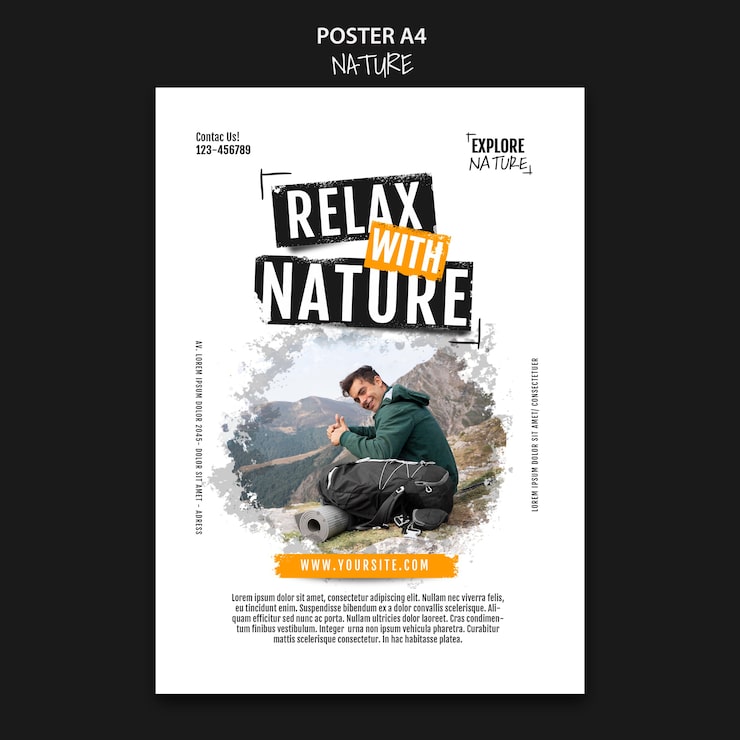PSD Gratis templat poster alam desain datar