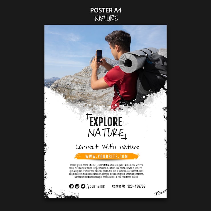 PSD Gratis templat poster alam desain datar
