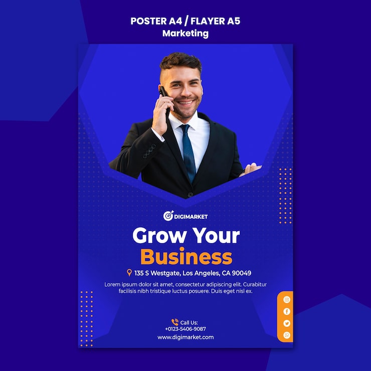 PSD Gratis templat poster bisnis pemasaran