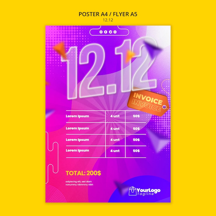 PSD Gratis templat poster diskon double 12