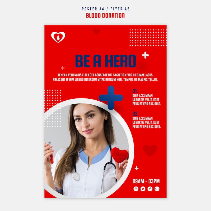 PSD Gratis templat poster donor darah