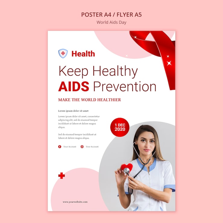PSD Gratis templat poster hari aids sedunia