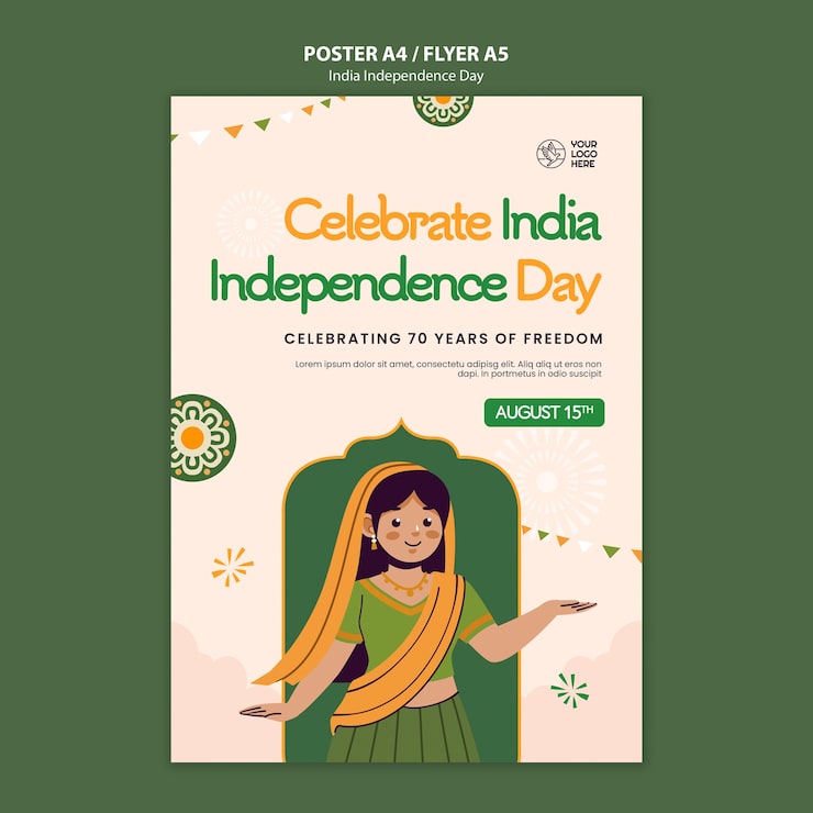 PSD Gratis templat poster hari kemerdekaan india