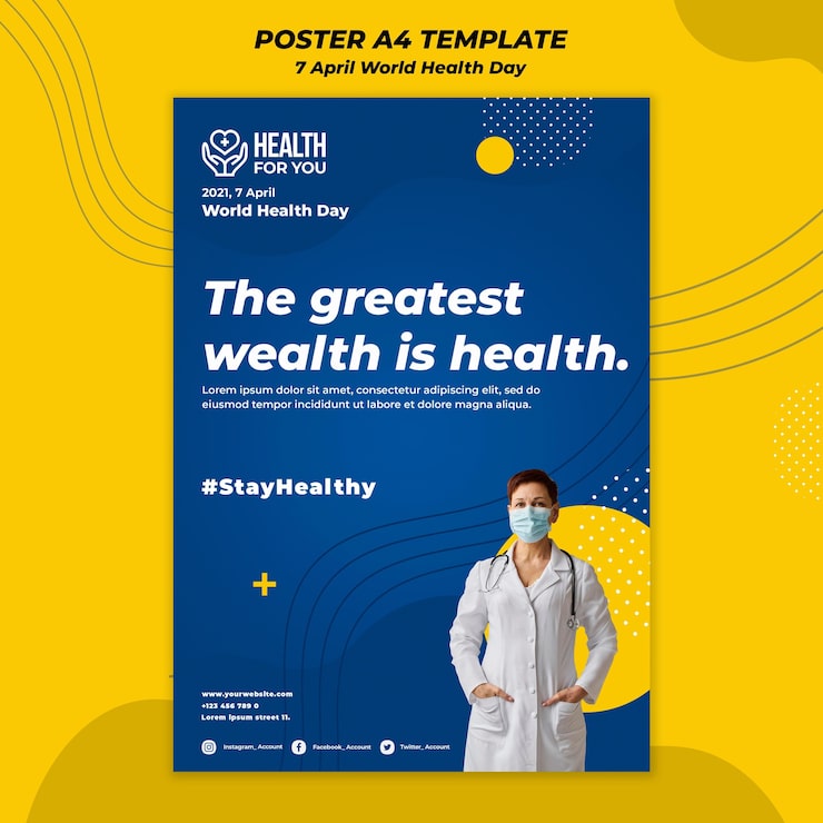 PSD Gratis templat poster hari kesehatan dunia