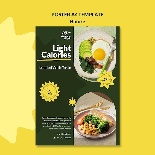 PSD Gratis templat poster makanan alami