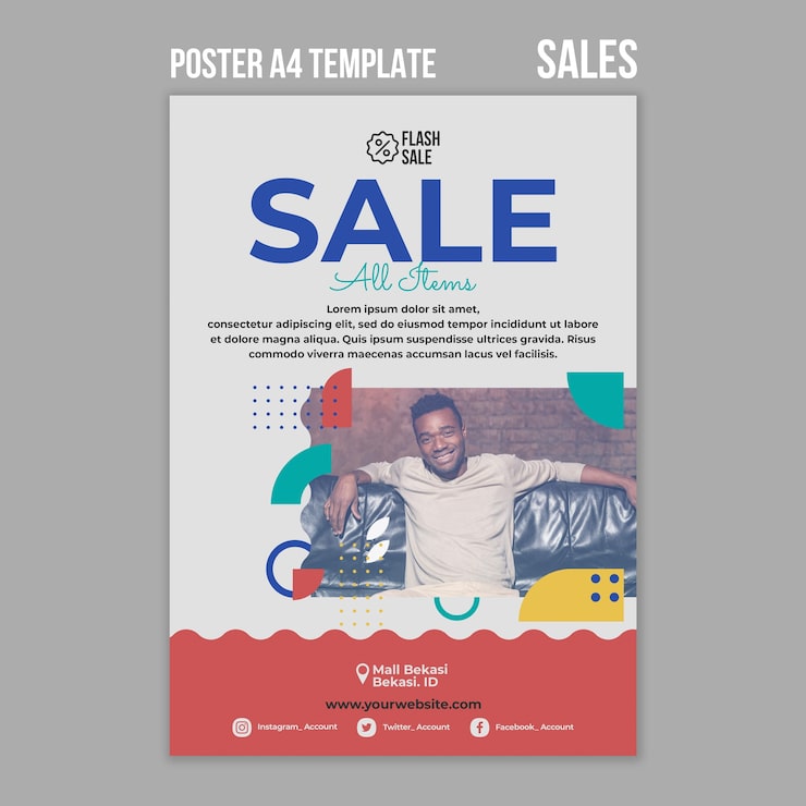 PSD Gratis templat poster penjualan