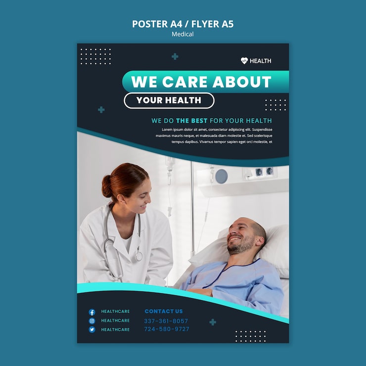 PSD Gratis templat poster perawatan medis