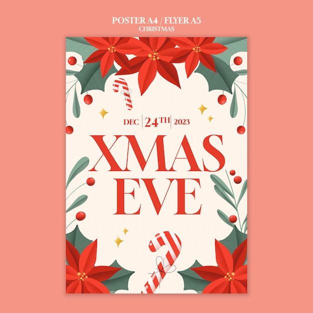 PSD Gratis templat poster perayaan natal