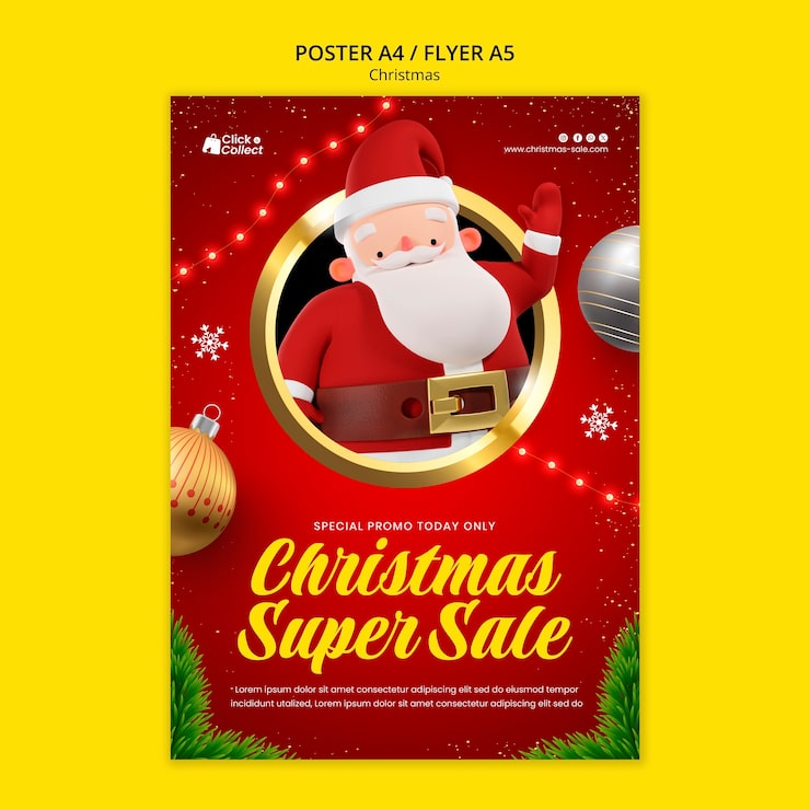 PSD Gratis templat poster perayaan natal