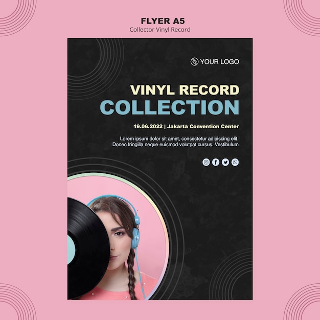 PSD Gratis templat poster rekaman vinil